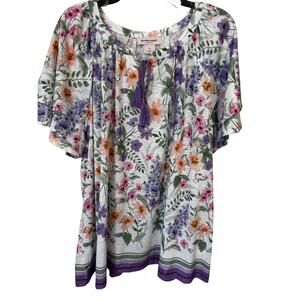 NWT Allison Daley Women 1X split 
Neck line & tassel tie dolman flutter sleeves